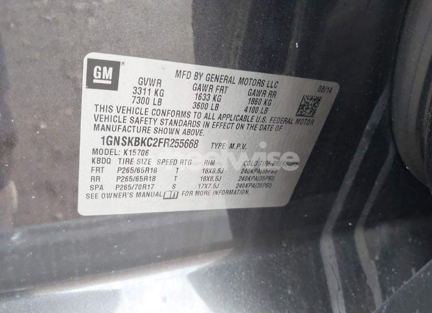 Photo 9 of 2015 Chevrolet Tahoe LT (VIN 1GNSKBKC2FR255668)