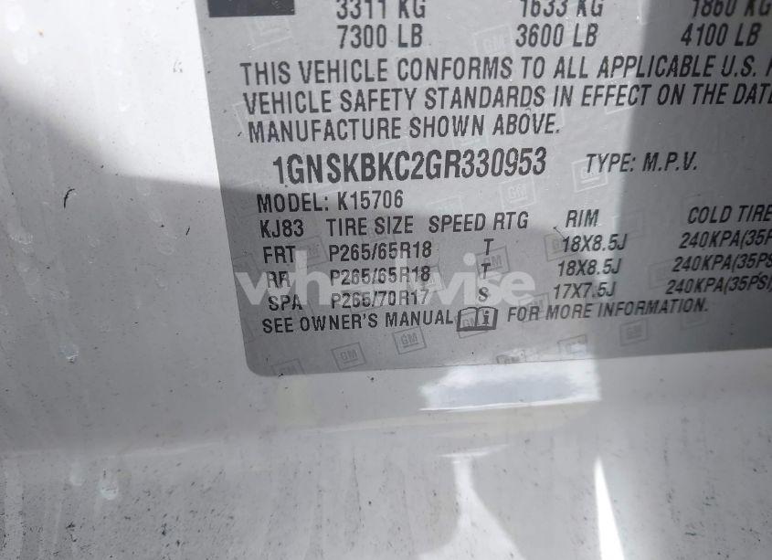 Photo 9 of 2016 Chevrolet Tahoe LT (VIN 1GNSKBKC2GR330953)