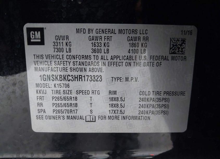 Photo 9 of 2017 Chevrolet Tahoe LT (VIN 1GNSKBKC3HR173323)