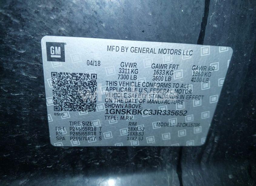 Photo 9 of 2018 Chevrolet Tahoe LT (VIN 1GNSKBKC3JR335652)