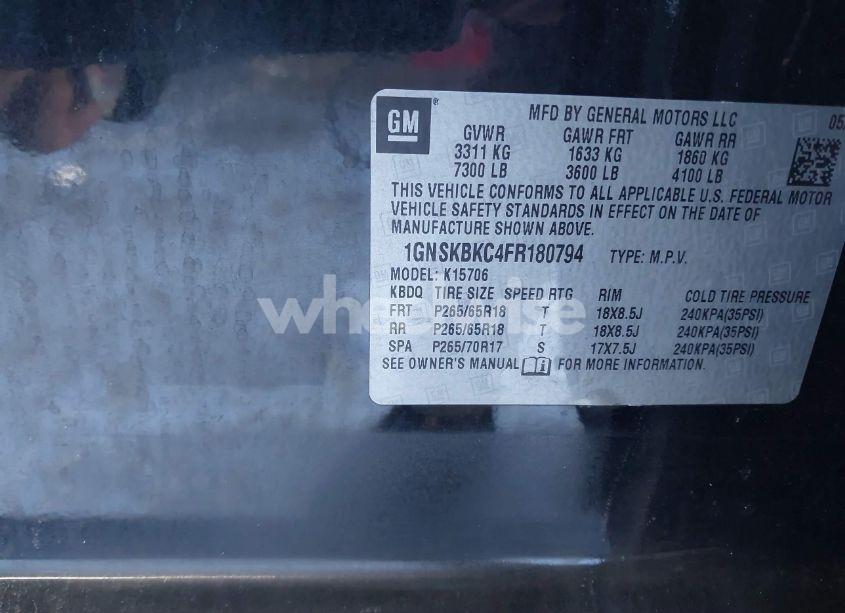Photo 9 of 2015 Chevrolet Tahoe LT (VIN 1GNSKBKC4FR180794)