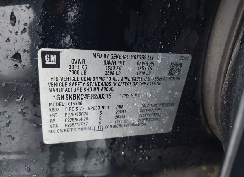 Photo 9 of 2015 Chevrolet Tahoe LT (VIN 1GNSKBKC4FR200316)