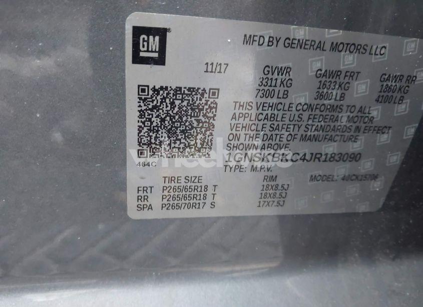 Photo 9 of 2018 Chevrolet Tahoe LT (VIN 1GNSKBKC4JR183090)