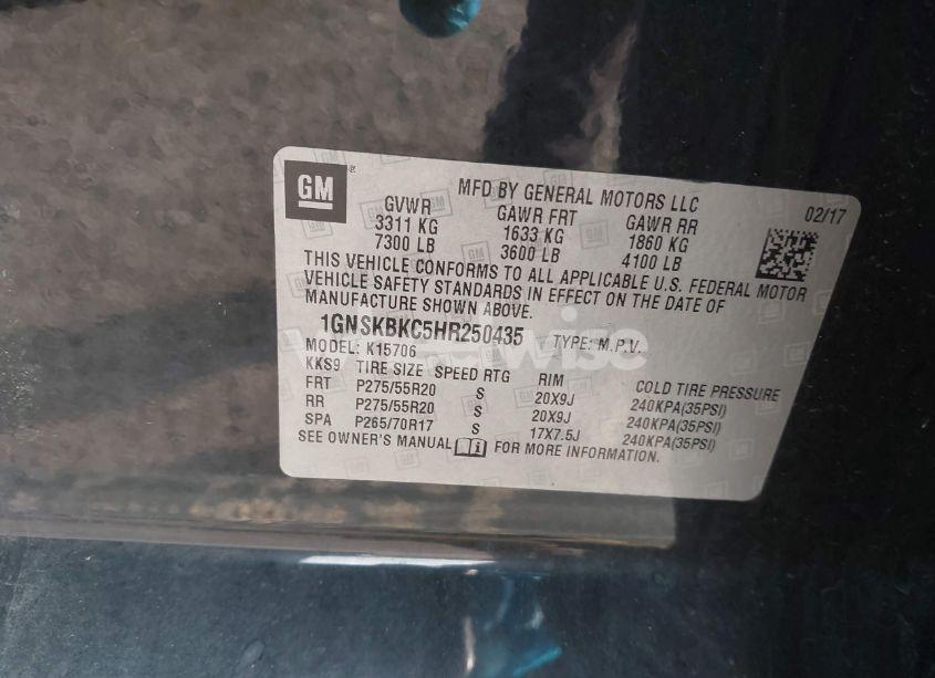 Photo 9 of 2017 Chevrolet Tahoe LT (VIN 1GNSKBKC5HR250435)