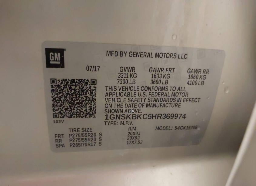 Photo 9 of 2017 Chevrolet Tahoe LT (VIN 1GNSKBKC5HR369974)