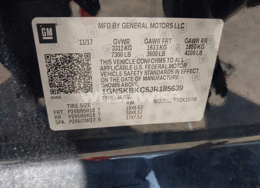 Photo 9 of 2018 Chevrolet Tahoe LT (VIN 1GNSKBKC5JR185639)