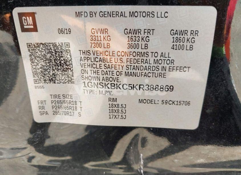 Photo 9 of 2019 Chevrolet Tahoe LT (VIN 1GNSKBKC5KR388869)