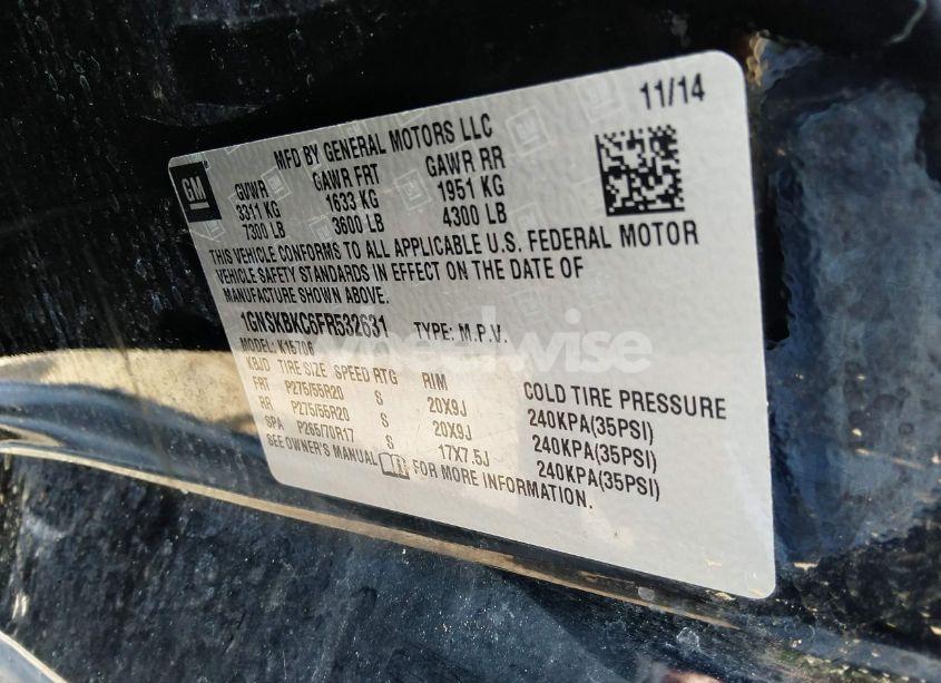 Photo 9 of 2015 Chevrolet Tahoe LT (VIN 1GNSKBKC6FR532631)