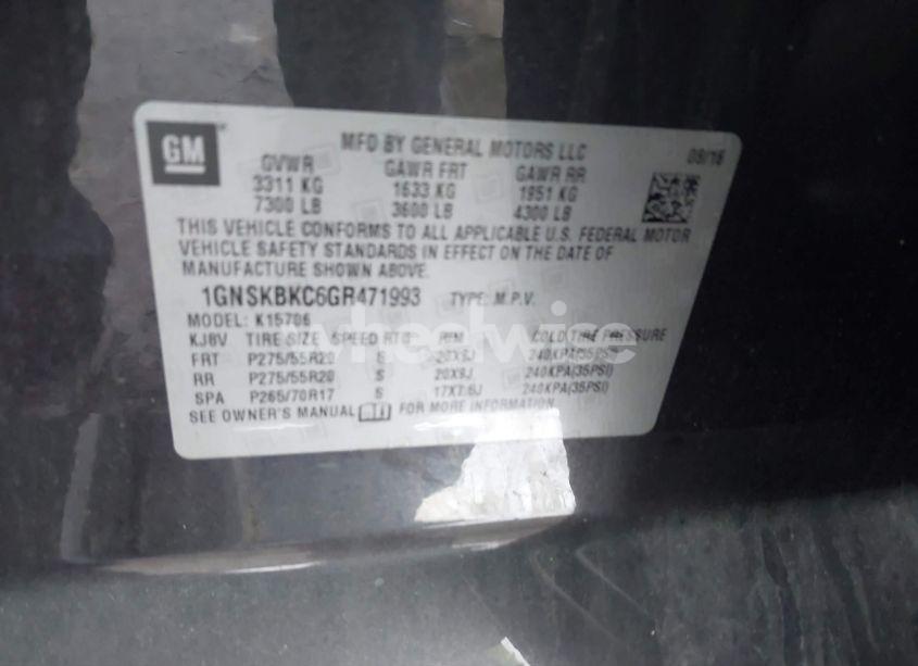 Photo 9 of 2016 Chevrolet Tahoe LT (VIN 1GNSKBKC6GR471993)