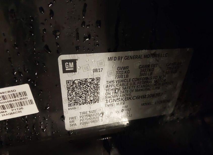 Photo 9 of 2017 Chevrolet Tahoe LT (VIN 1GNSKBKC6HR398707)