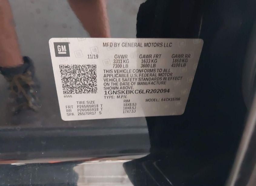 Photo 9 of 2020 Chevrolet Tahoe 4WD LT (VIN 1GNSKBKC6LR202094)