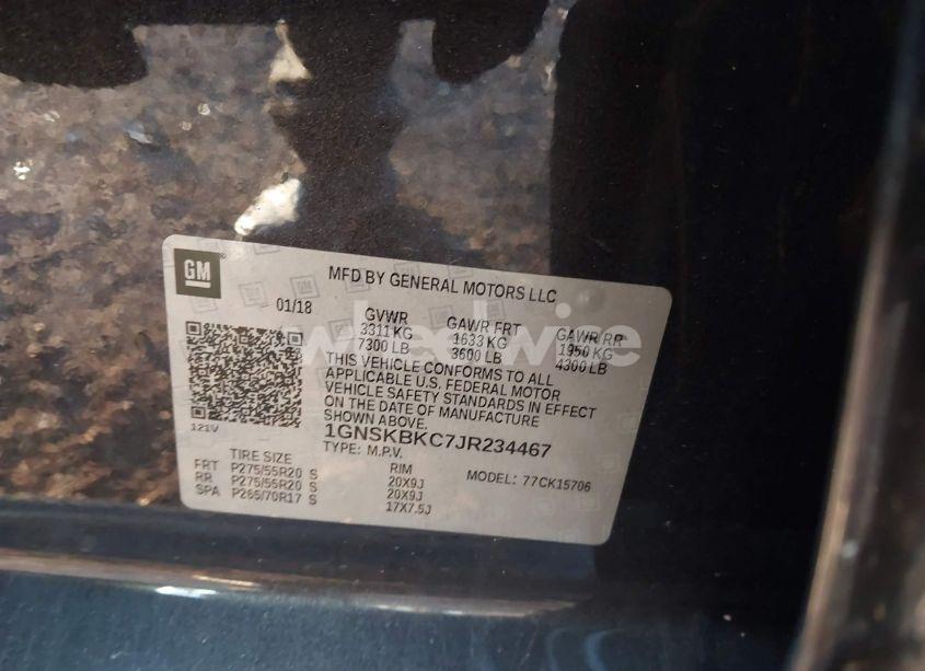 Photo 9 of 2018 Chevrolet Tahoe LT (VIN 1GNSKBKC7JR234467)