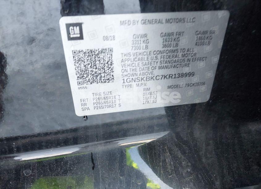 Photo 9 of 2019 Chevrolet Tahoe LT (VIN 1GNSKBKC7KR138999)