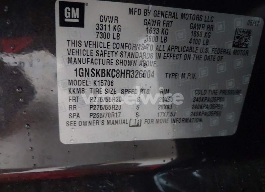 Photo 9 of 2017 Chevrolet Tahoe LT (VIN 1GNSKBKC8HR326004)