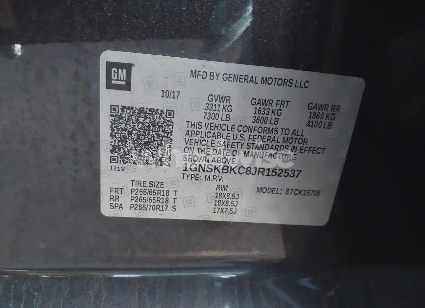 Photo 9 of 2018 Chevrolet Tahoe LT (VIN 1GNSKBKC8JR152537)