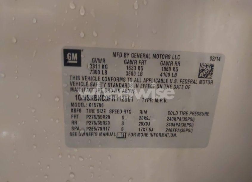 Photo 9 of 2015 Chevrolet Tahoe LT (VIN 1GNSKBKC9FR112801)