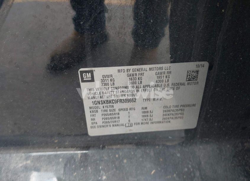 Photo 9 of 2015 Chevrolet Tahoe LT (VIN 1GNSKBKC9FR309662)