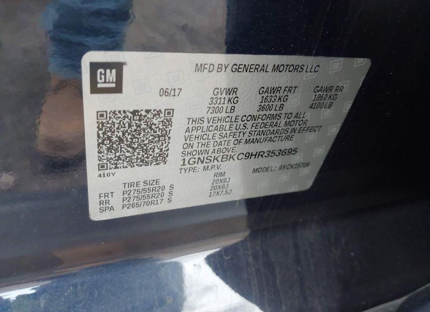 Photo 9 of 2017 Chevrolet Tahoe LT (VIN 1GNSKBKC9HR353695)