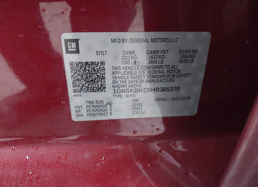 Photo 9 of 2017 Chevrolet Tahoe LT (VIN 1GNSKBKC9HR385370)