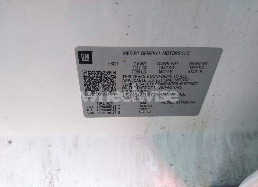 Photo 9 of 2017 Chevrolet Tahoe LT (VIN 1GNSKBKC9HR392755)