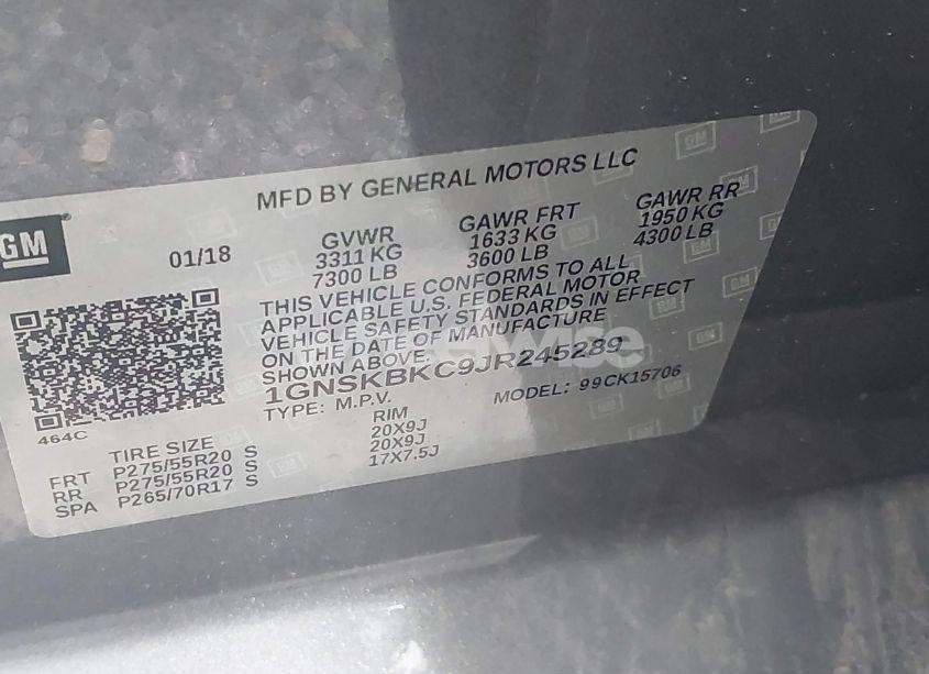 Photo 9 of 2018 Chevrolet Tahoe LT (VIN 1GNSKBKC9JR245289)