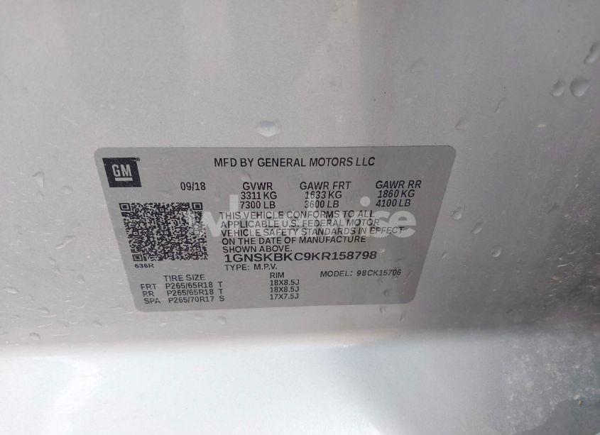 Photo 9 of 2019 Chevrolet Tahoe LT (VIN 1GNSKBKC9KR158798)