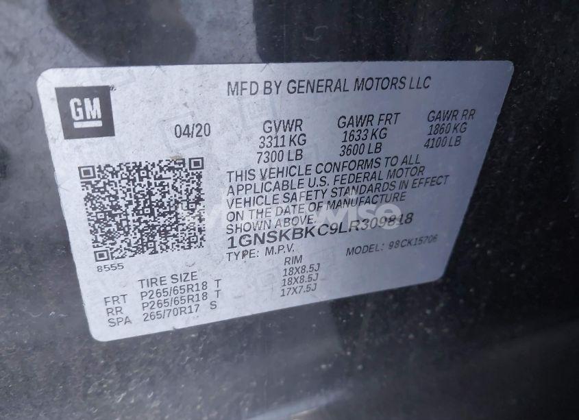 Photo 9 of 2020 Chevrolet Tahoe 4WD LT (VIN 1GNSKBKC9LR309818)