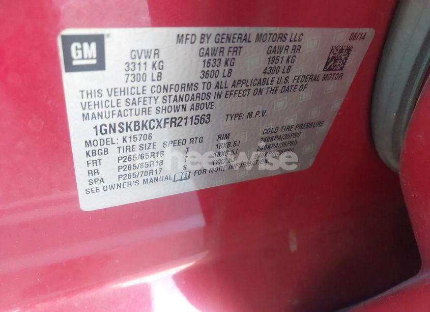 Photo 9 of 2015 Chevrolet Tahoe LT (VIN 1GNSKBKCXFR211563)