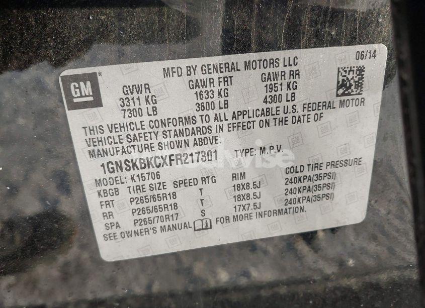 Photo 9 of 2015 Chevrolet Tahoe LT (VIN 1GNSKBKCXFR217301)
