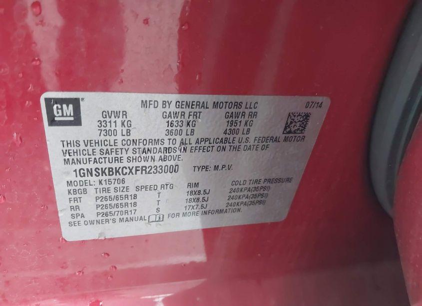 Photo 9 of 2015 Chevrolet Tahoe LT (VIN 1GNSKBKCXFR233000)