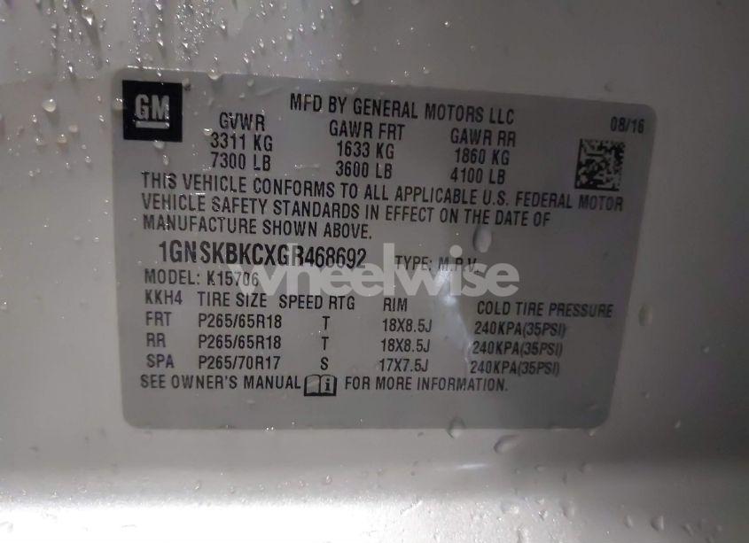 Photo 9 of 2016 Chevrolet Tahoe LT (VIN 1GNSKBKCXGR468692)