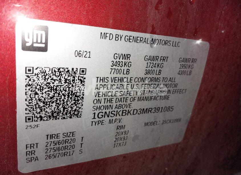 Photo 9 of 2021 Chevrolet Suburban 4WD LS (VIN 1GNSKBKD3MR391085)