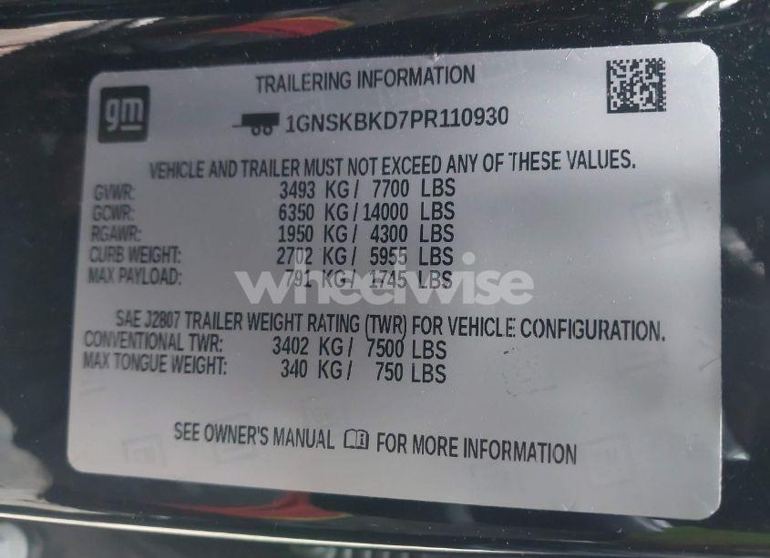 Photo 9 of 2023 Chevrolet Suburban 4WD LS (VIN 1GNSKBKD7PR110930)