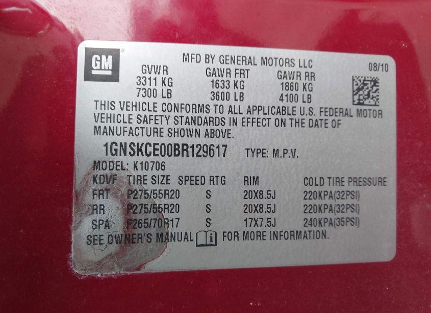 Photo 9 of 2011 Chevrolet Tahoe LTZ (VIN 1GNSKCE00BR129617)