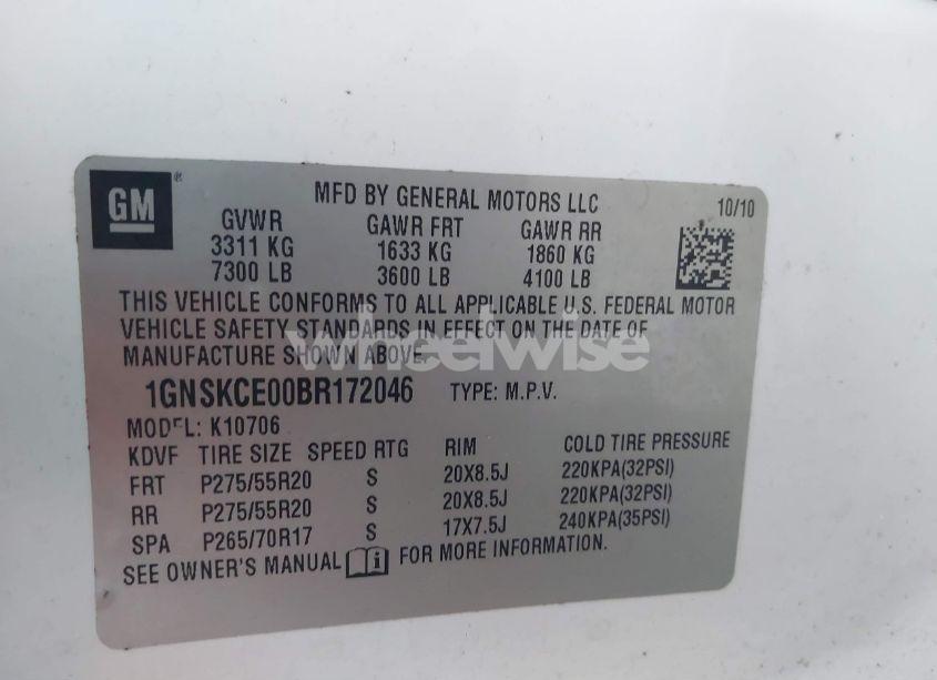 Photo 9 of 2011 Chevrolet Tahoe LTZ (VIN 1GNSKCE00BR172046)