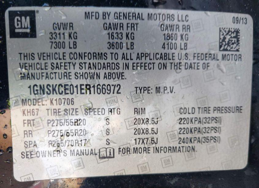 Photo 9 of 2014 Chevrolet Tahoe LTZ (VIN 1GNSKCE01ER166972)