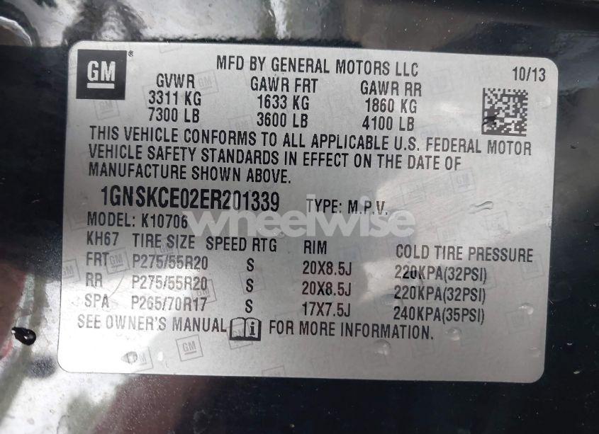 Photo 9 of 2014 Chevrolet Tahoe LTZ (VIN 1GNSKCE02ER201339)