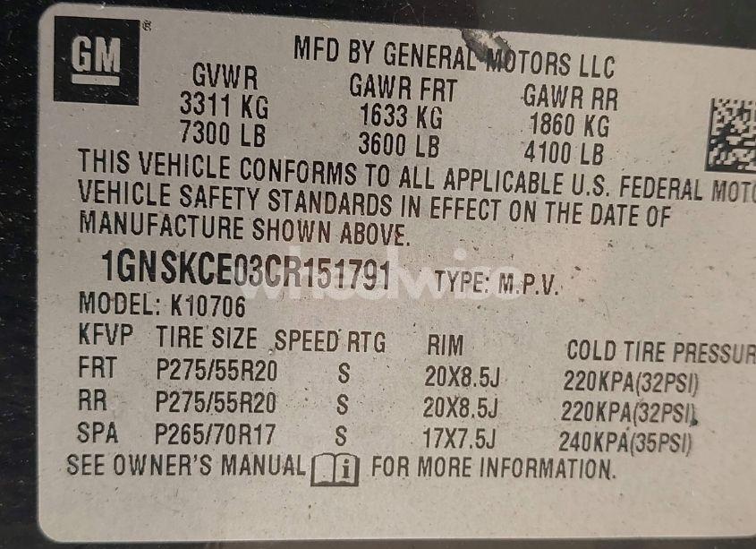 Photo 9 of 2012 Chevrolet Tahoe LTZ (VIN 1GNSKCE03CR151791)