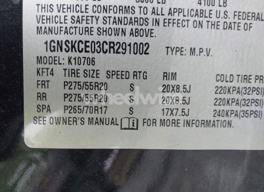 Photo 9 of 2012 Chevrolet Tahoe LTZ (VIN 1GNSKCE03CR291002)