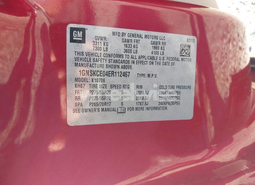 Photo 9 of 2014 Chevrolet Tahoe LTZ (VIN 1GNSKCE04ER112467)