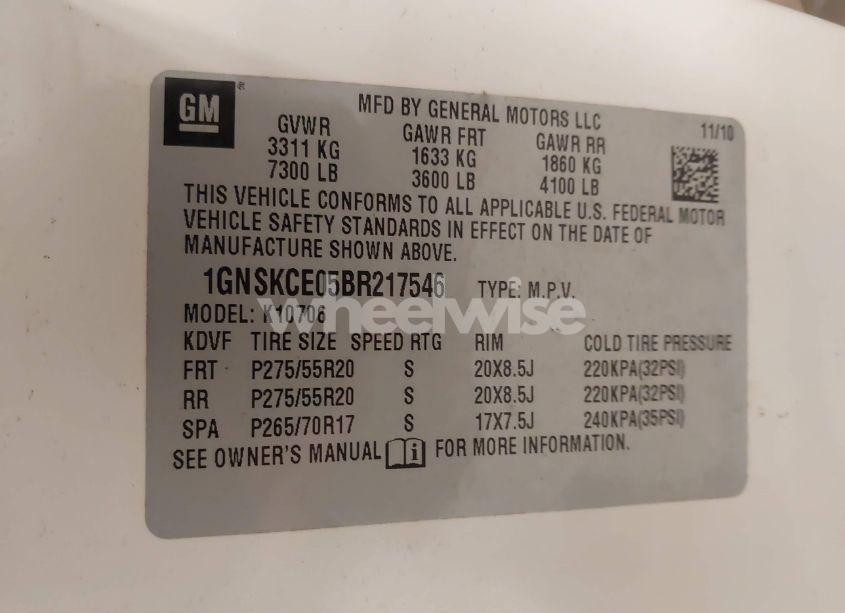 Photo 9 of 2011 Chevrolet Tahoe LTZ (VIN 1GNSKCE05BR217546)