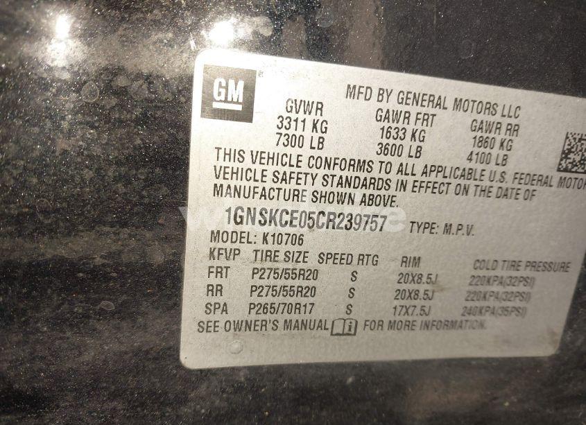 Photo 9 of 2012 Chevrolet Tahoe LTZ (VIN 1GNSKCE05CR239757)