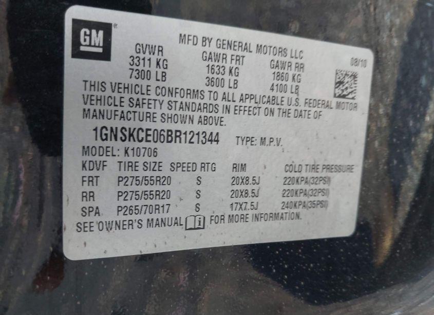 Photo 9 of 2011 Chevrolet Tahoe LTZ (VIN 1GNSKCE06BR121344)