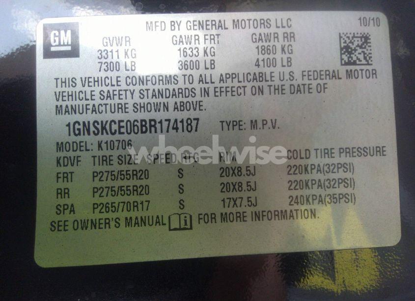 Photo 9 of 2011 Chevrolet Tahoe LTZ (VIN 1GNSKCE06BR174187)