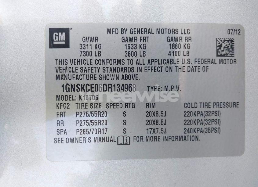 Photo 9 of 2013 Chevrolet Tahoe LTZ (VIN 1GNSKCE06DR134968)