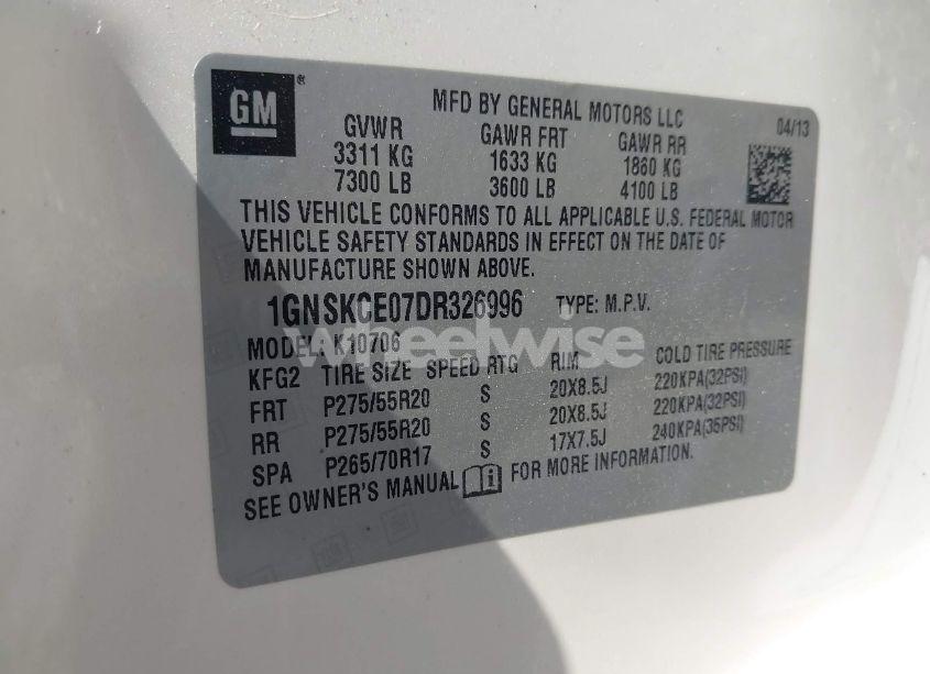 Photo 9 of 2013 Chevrolet Tahoe LTZ (VIN 1GNSKCE07DR326996)