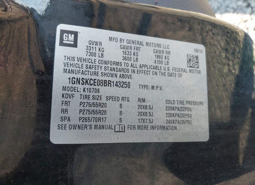 Photo 9 of 2011 Chevrolet Tahoe LTZ (VIN 1GNSKCE08BR143250)