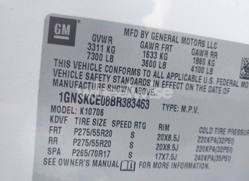 Photo 9 of 2011 Chevrolet Tahoe LTZ (VIN 1GNSKCE08BR383463)