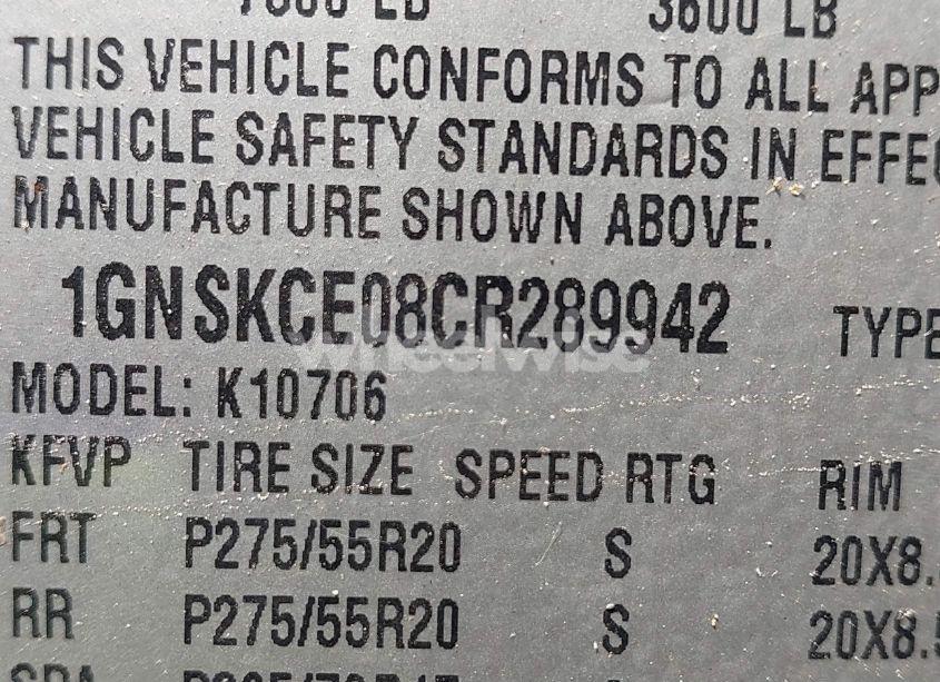 Photo 9 of 2012 Chevrolet Tahoe LTZ (VIN 1GNSKCE08CR289942)