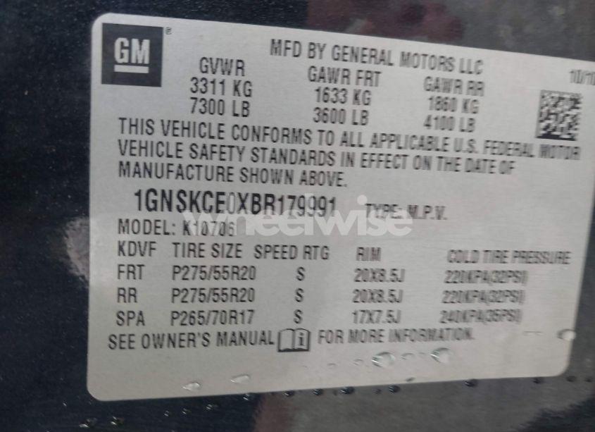 Photo 9 of 2011 Chevrolet Tahoe LTZ (VIN 1GNSKCE0XBR179991)